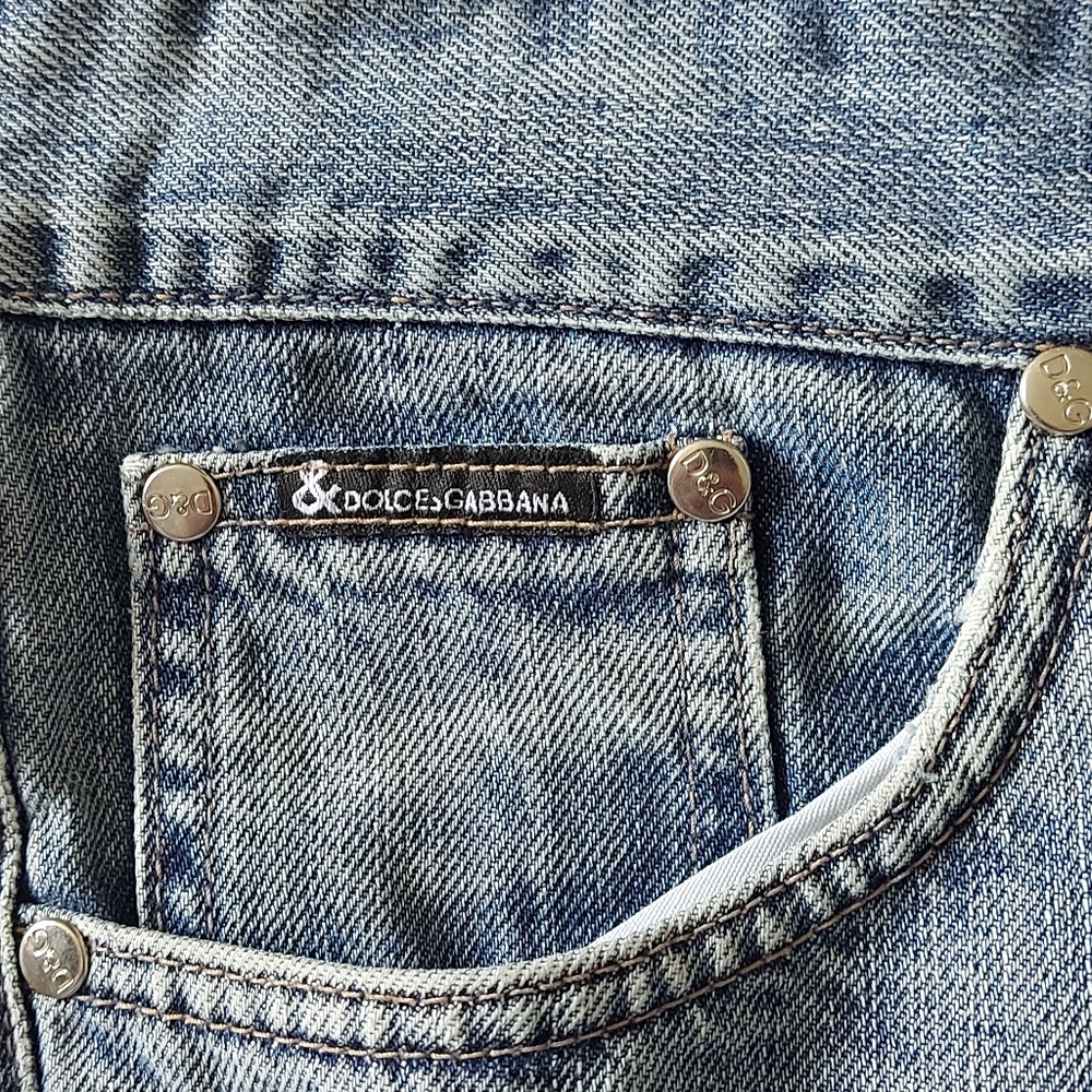 Dolce Gabbana Size 33 Blue Stonewash Distressed Poem Jeans Made In Italy - Picture 11 of 14